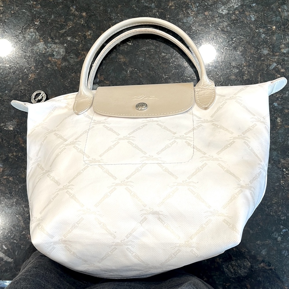 Longchamp mini white and pearl tote. Authentic